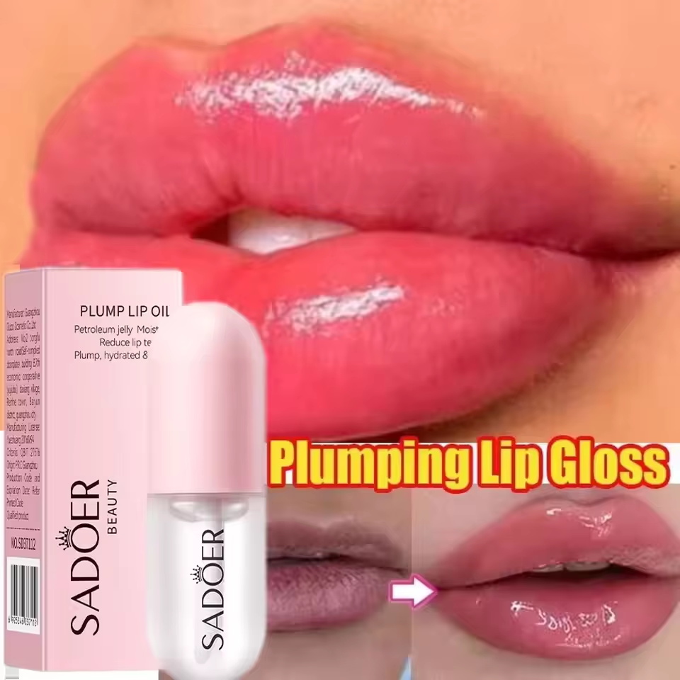 Lip Gloss Plumping - น้ำมันหอมระเหยบำรุงริมฝีปาก ให้ริมฝีปากอวบอิ่มทันที บำรุงและเพิ่มความชุ่มชื้น ลดเลือนริ้วรอย ลิปกลอสเซรั่มเพิ่มความอวบอิ่มสุดขีด