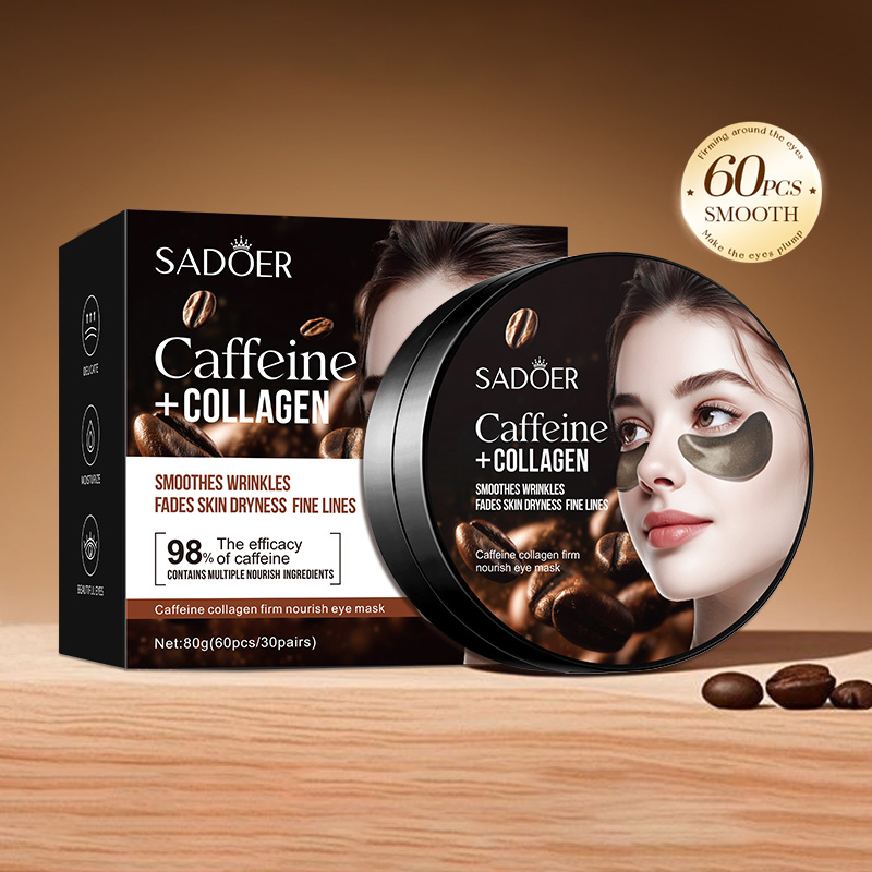 Collagen Eye Patch - 60pcs SADOER คาเฟอีนคริสตัล Collagen Eye Mask