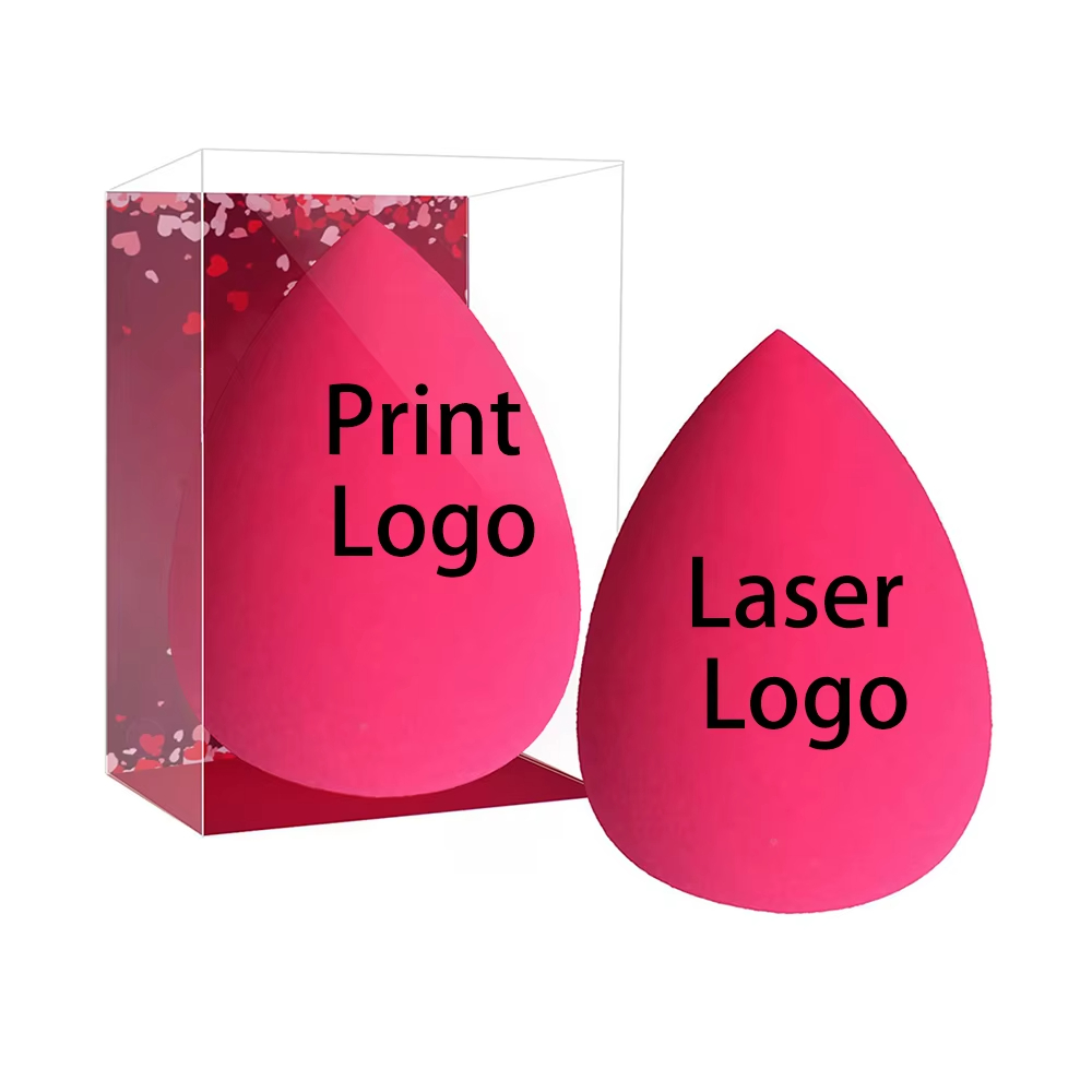 Beauty Blender In Makeup - 50pcs โลโก้ที่กําหนดเองความงาม Rose สีชมพูเครื่องสําอางฟองน้ําเครื่องปั่น Latex ฟรีแต่งหน้าฟองน้ําสําหรับแป้งครีม
