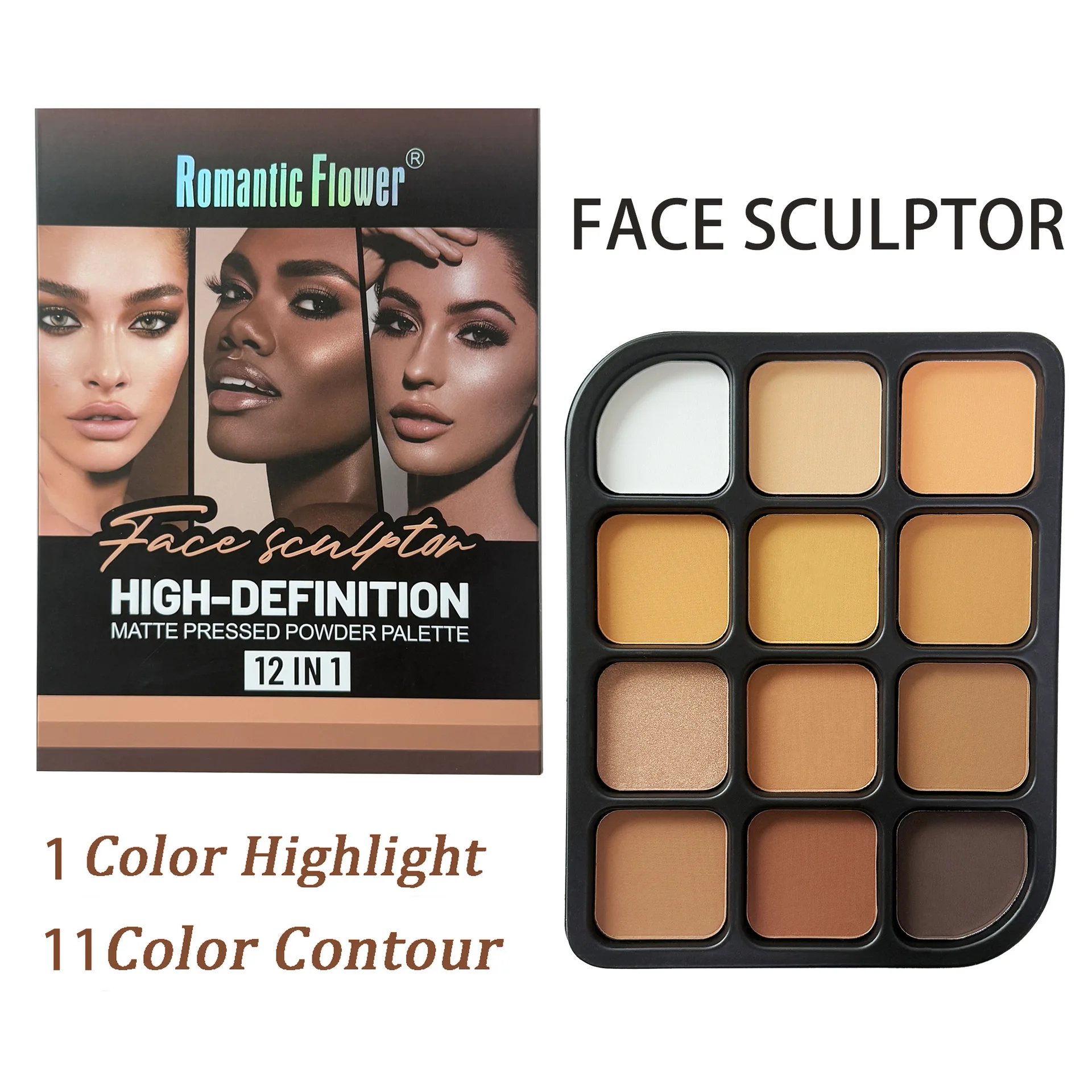ผิวลึก 12 สี Matte Contour Pal - Concealer Full Coverage บทวิจารณ์และราคา